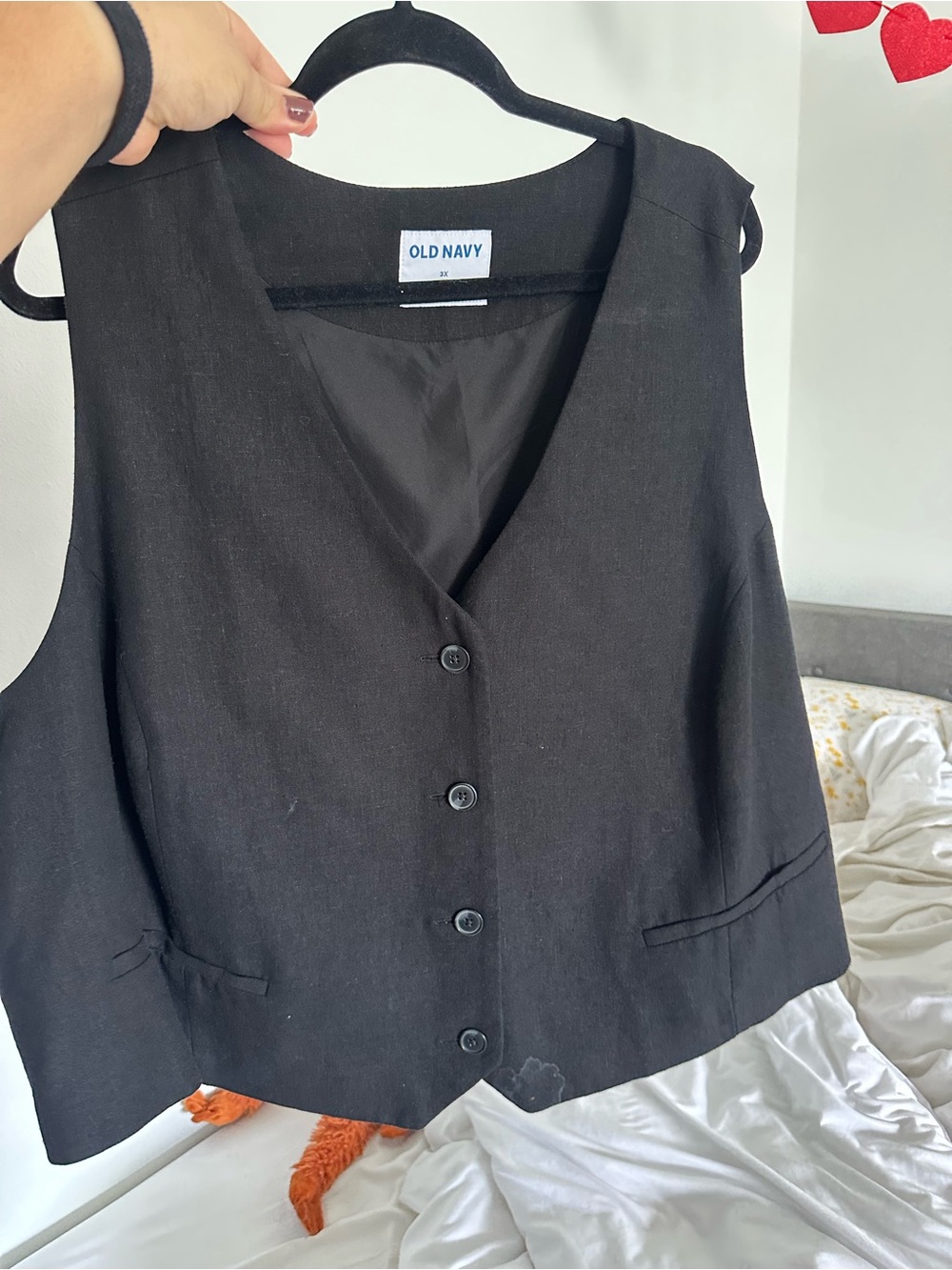 Old Navy Black Button-Front Sleeveless Vest